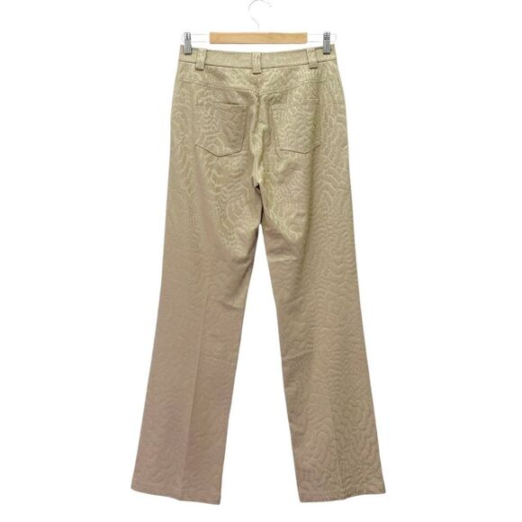 St. John Sport Tan Jacquard Pants Size 2 Textured Straight Leg Animal Print VTG - Picture 3 of 11